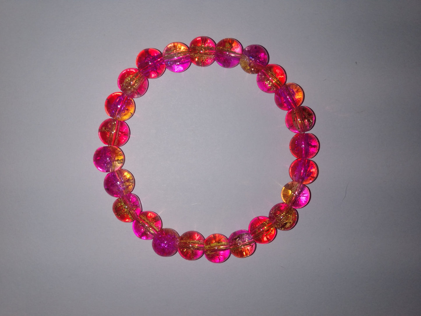 Strawberry Lemonade glass beaded bracelet