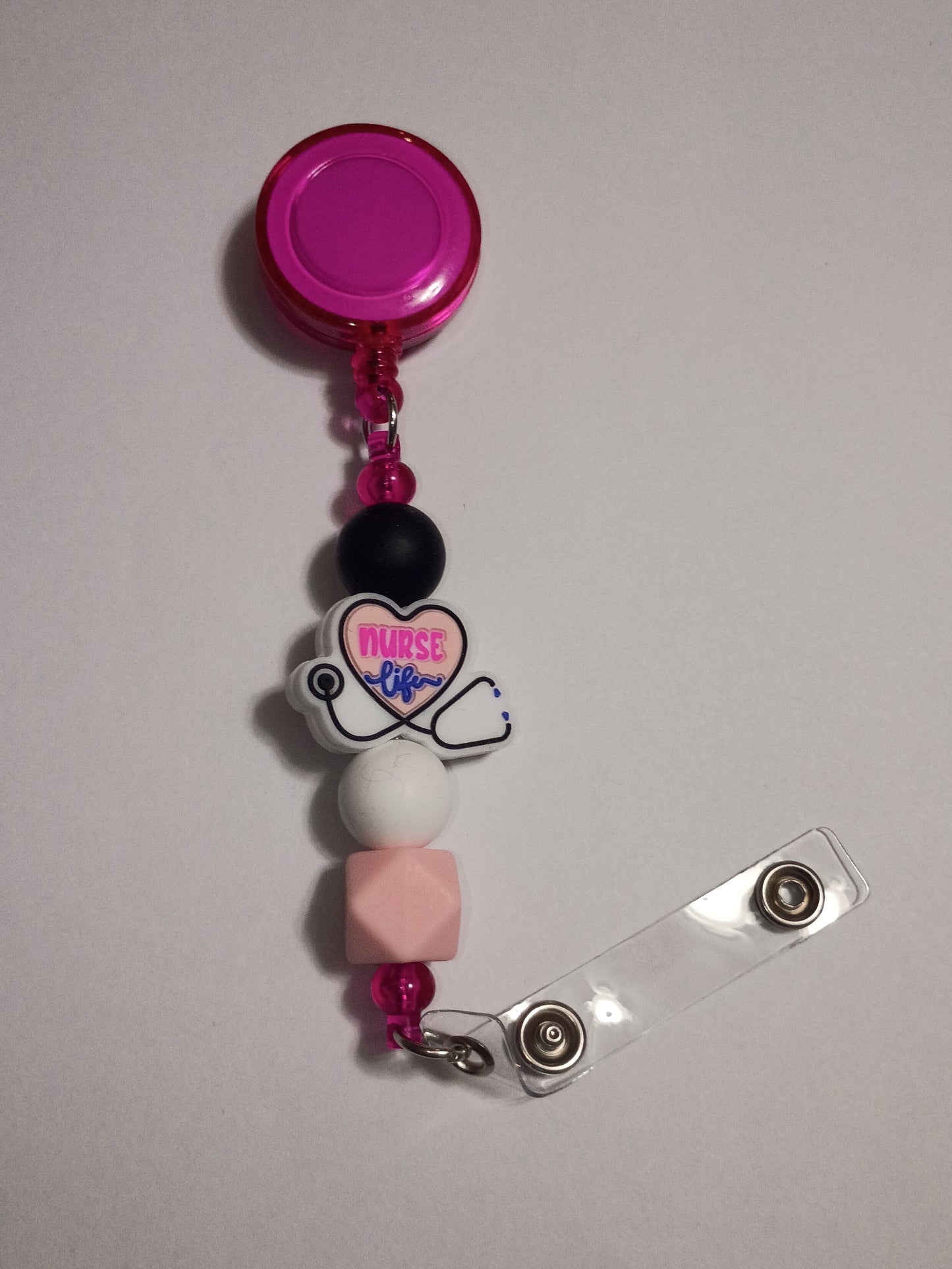 Beaded Nurse badge reel: Nurse Life