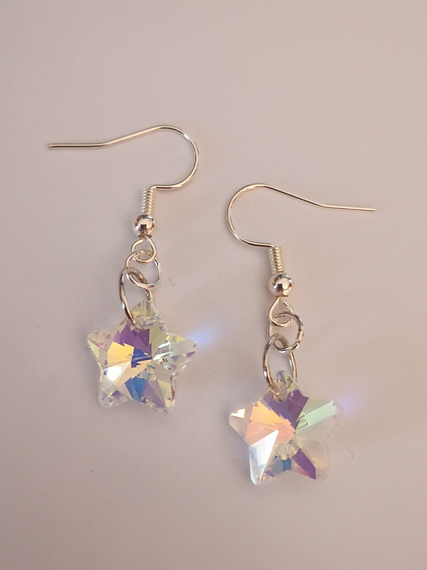 Shiny Star earrings: Multicolored Rainbow