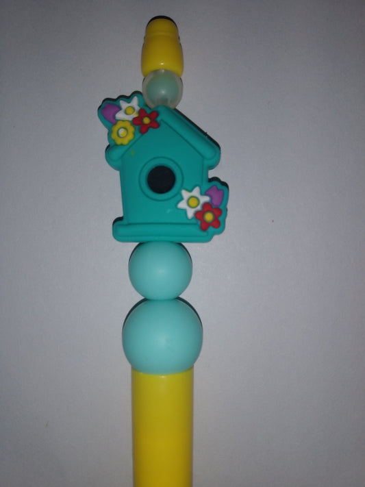 Beaded pen: Spring Birdhouse