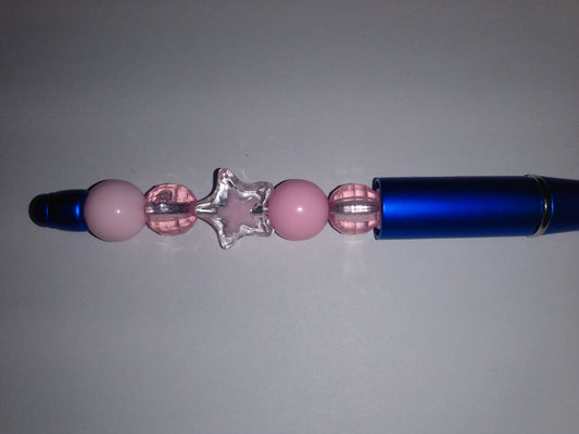 Beaded pen: Pink Star in the Sky