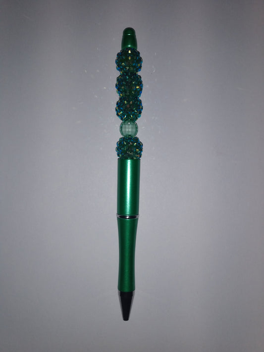 Beaded pens: Green Sparkle