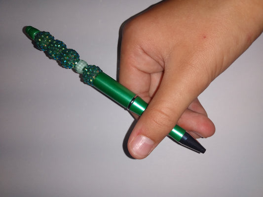 Beaded pens: Green Sparkle
