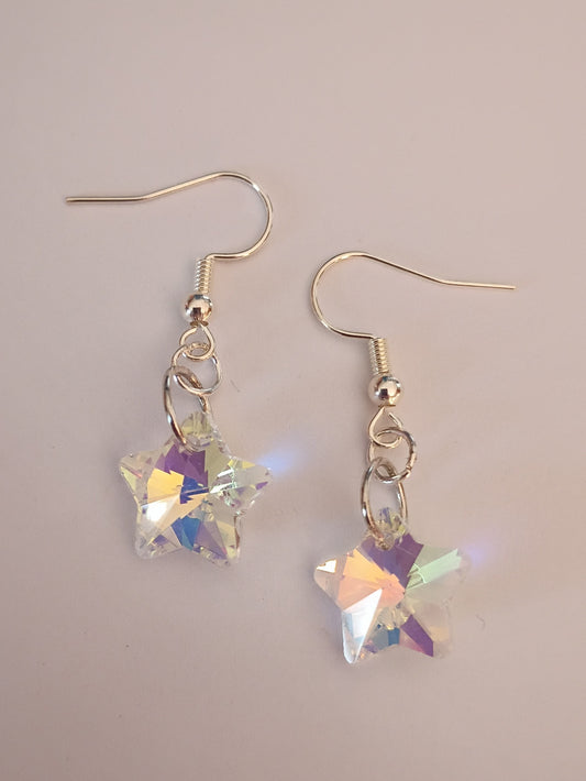 Shiny Star earrings: Multicolored Rainbow