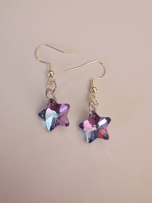 Shiny Star earrings: Purple and Blue Sky
