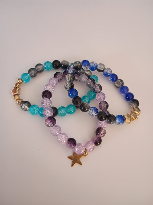 Mystery Star glass beaded bracelet
