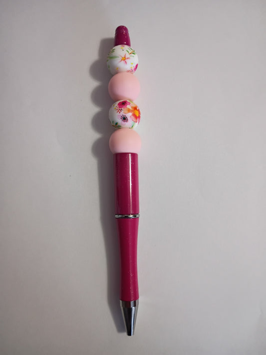 Beaded pen: Pink Spring Fling