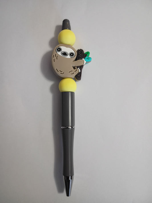 Beaded pen: Wood Sloth
