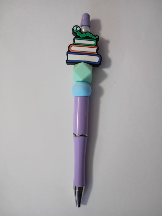 Beaded pen: Cutesy Bookworm