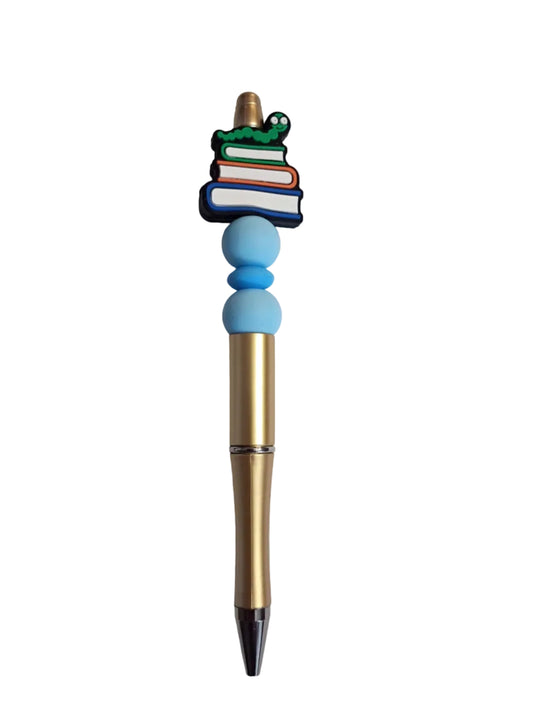 Beaded pen: Blue Bookworm